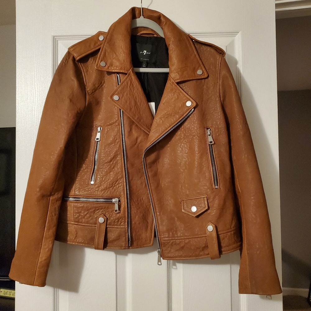 Brown Leather Motorcycle Biker Jacket